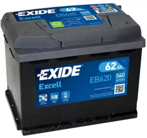 Акумулятор   62Ah-12v Exide EXCELL(242х175х190),R,EN540 eb620 exide