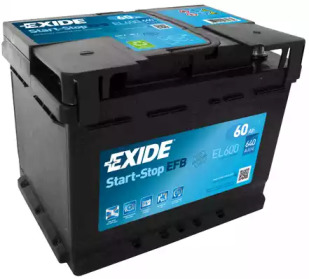 Акумулятор   60Ah-12v Exide EFB (242х175х190),R,EN640 el600 exide