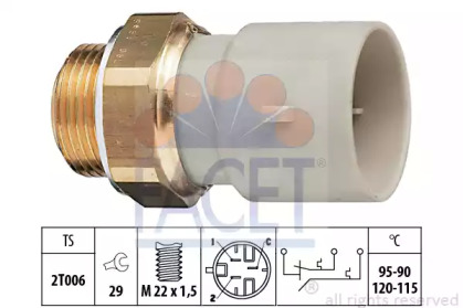 Датчик вмикання вентилятора OPEL ASTRA F/G 1.2-2.2 88-05 (95-90C;120-115C) 75655 facet